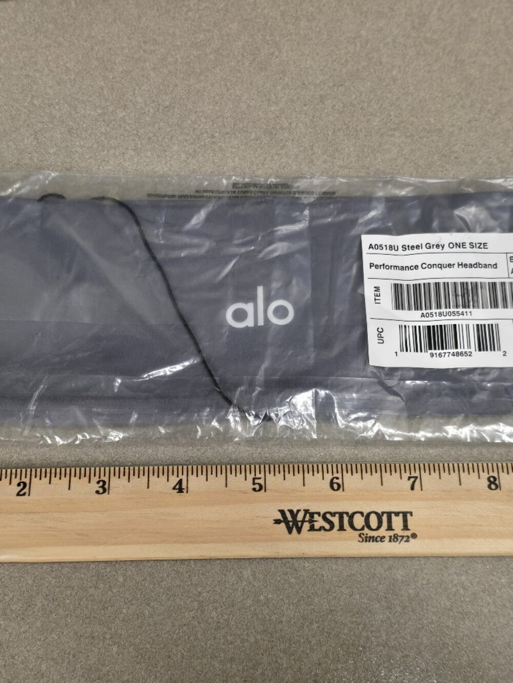 NWT Alo Yoga Performance Conquer Headband Steel Grey One Size Unisex